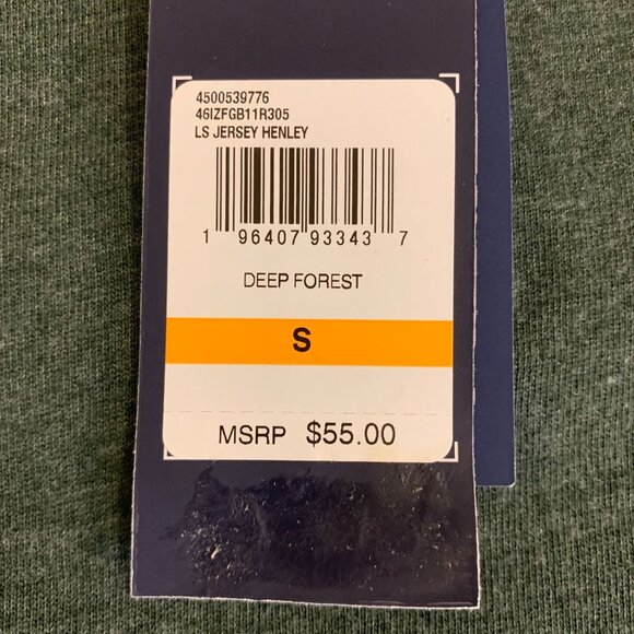 Izod Saltwater Henley Long Sleeve Shirt S Deep Forest - Picture 2 of 9